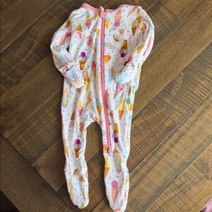 Ice Cream Print Double Zipper Onesie